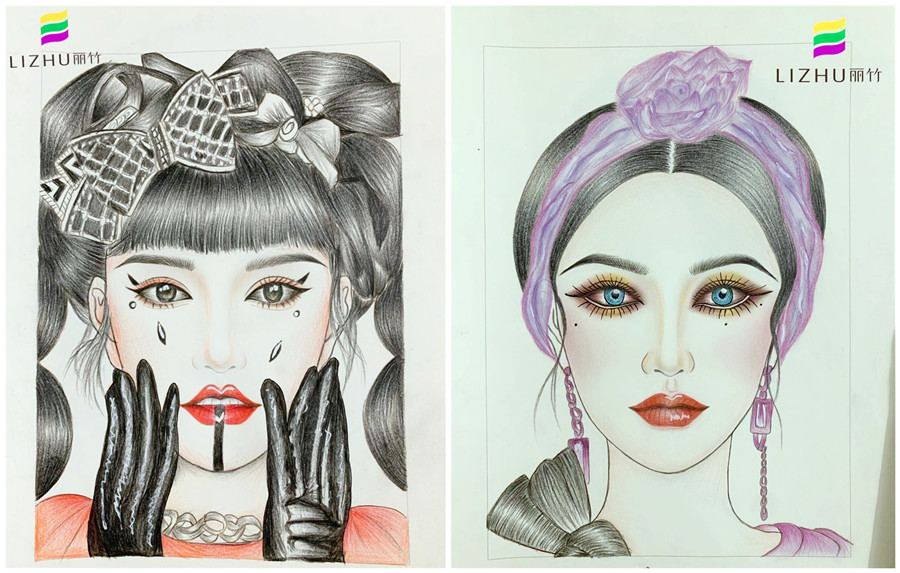 美人紙妝圖繪畫，南寧化妝學(xué)校排行前十作品