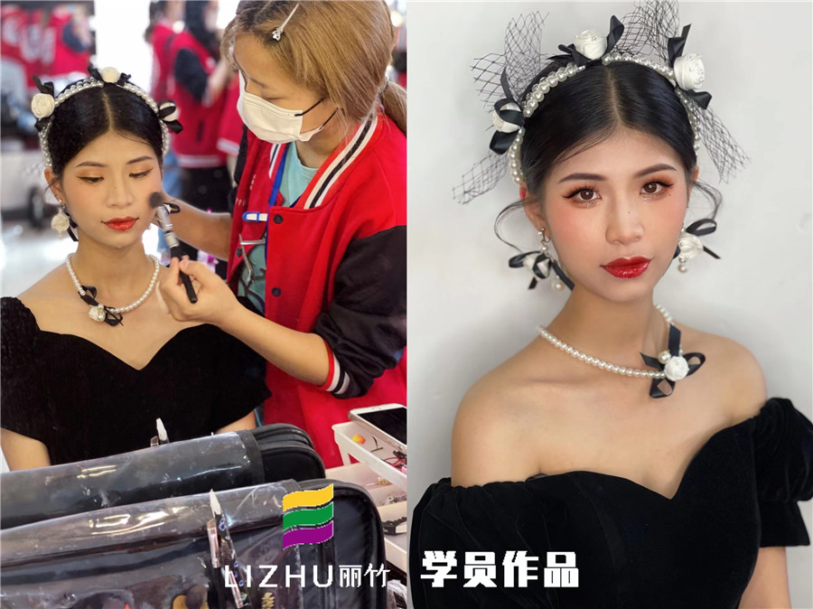 廣西美妝造型培訓學校作品：輕復古造型、韓式披發(fā)新娘造型