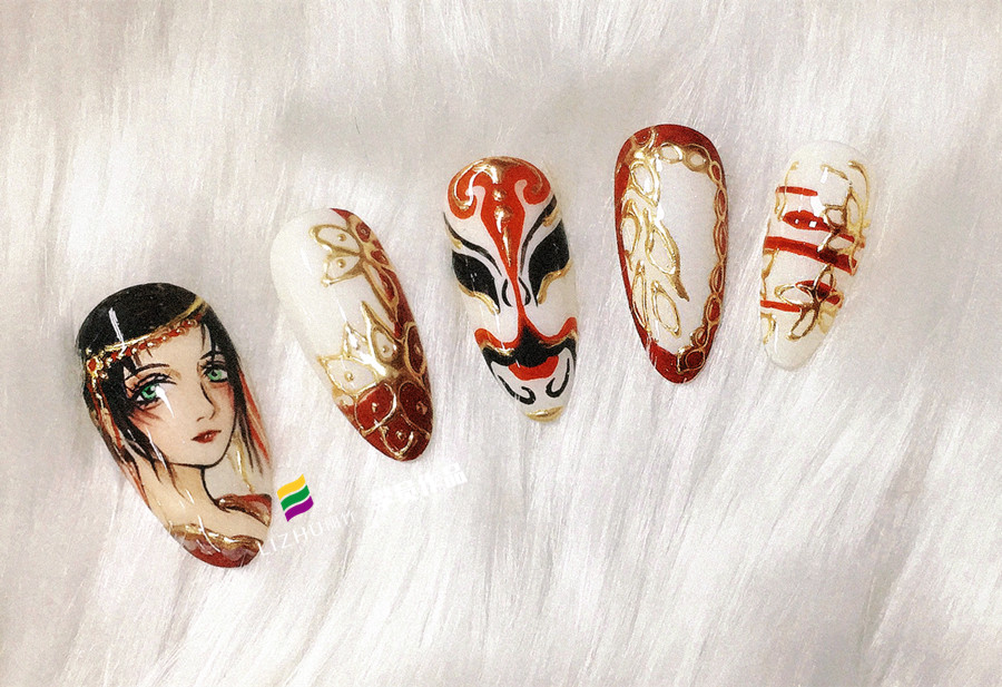 彩繪卡通美甲，廣西南寧美甲學(xué)校學(xué)員作品