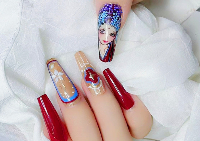 國風(fēng)美甲，南寧美甲造型培訓(xùn)班學(xué)員作品