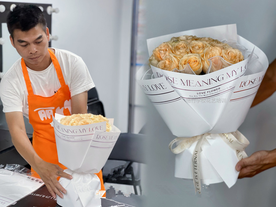 制作圓形玫瑰花束教程，零基礎學花藝培訓