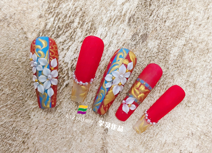 中式秀禾美甲，南寧美甲培訓(xùn)進(jìn)修班作品