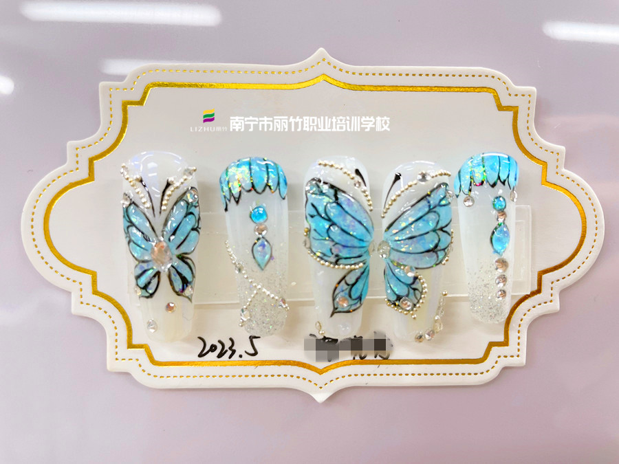 奢華蝴蝶美甲，廣西美甲造型培訓