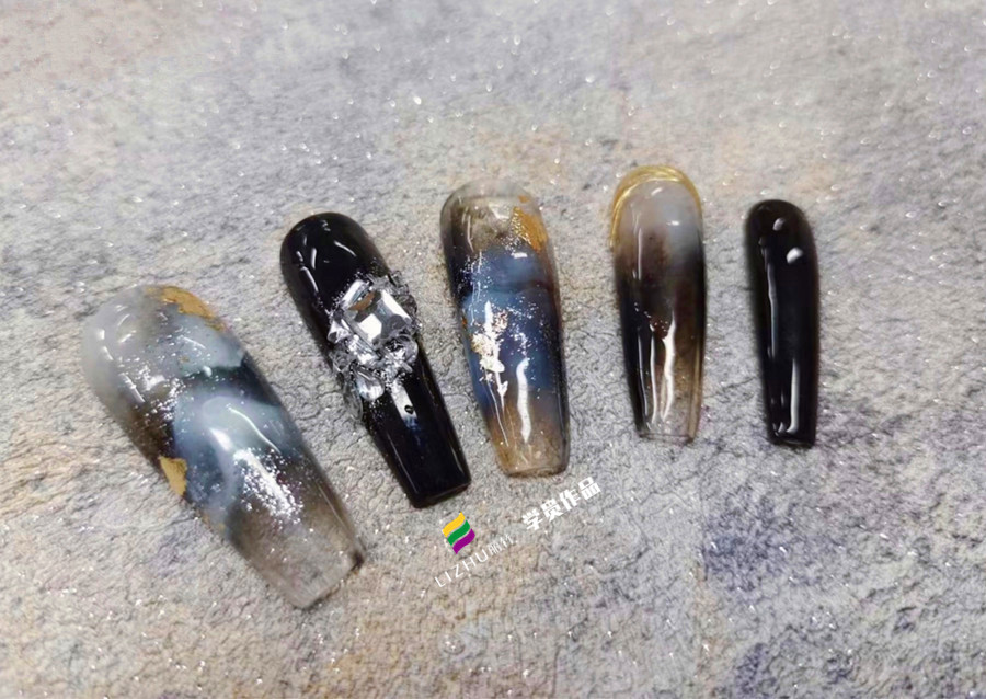 大理石暈染飾品美甲 | 零基礎(chǔ)學美甲暈染