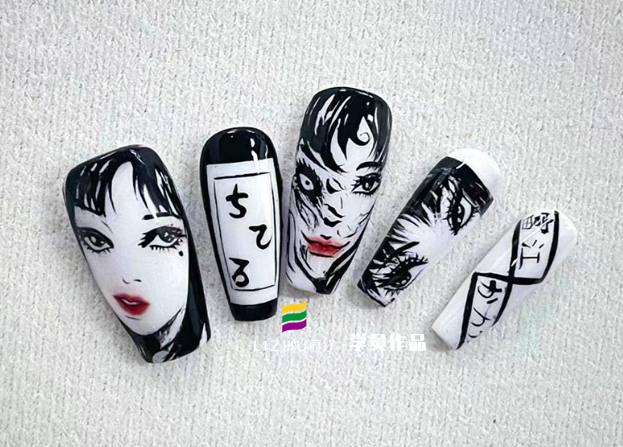 動漫《富江》美甲，廣西美甲實(shí)訓(xùn)作品