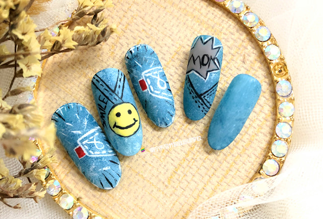 牛仔美甲&手繪美甲，南寧美甲技師學校作品