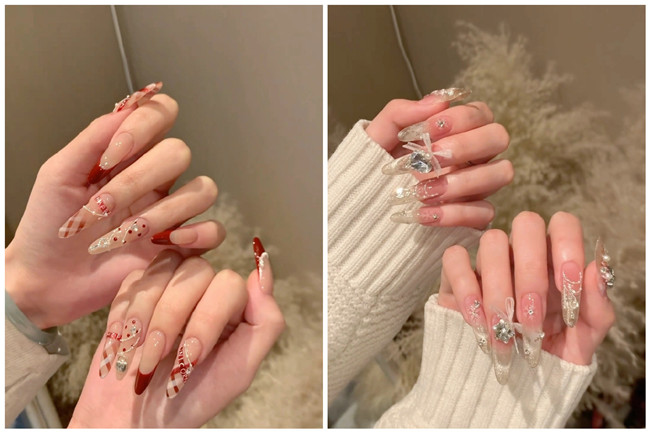 貼鉆長(zhǎng)美甲，南寧美甲造型師學(xué)校收集整理