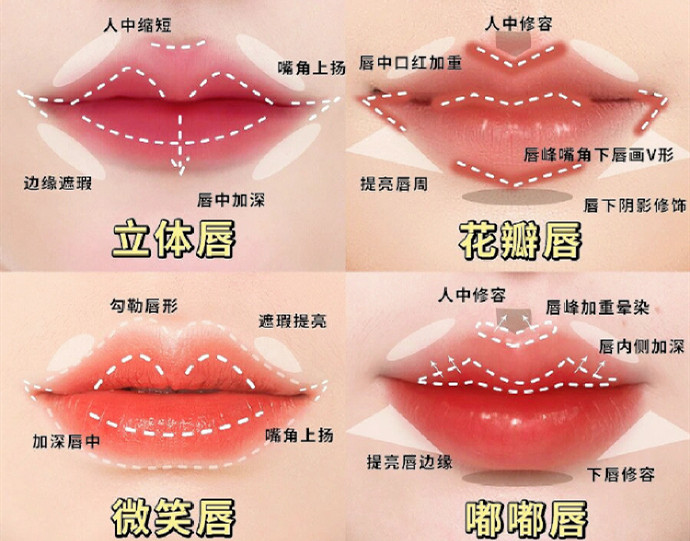 不同唇妝畫法教程，南寧化妝教學(xué)機(jī)構(gòu)分享