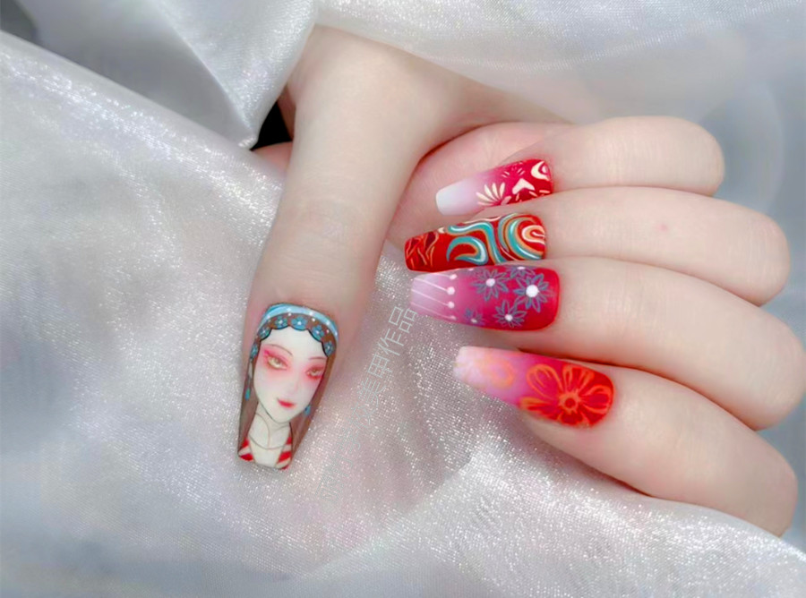 國(guó)風(fēng)花旦美甲，南寧美甲店推薦