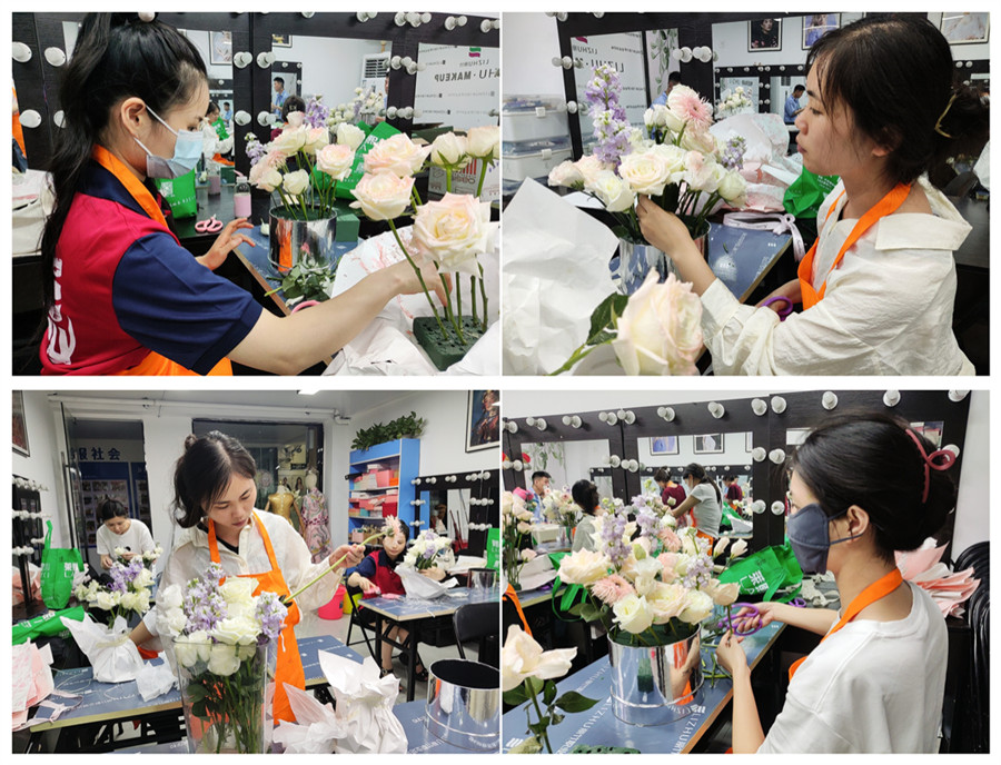 白玫瑰抱抱桶練習(xí)，廣西婚慶花藝設(shè)計(jì)培訓(xùn)課堂