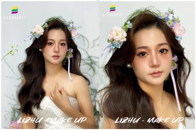 韓系鮮花新娘，廣西新娘化妝學(xué)校課堂作品