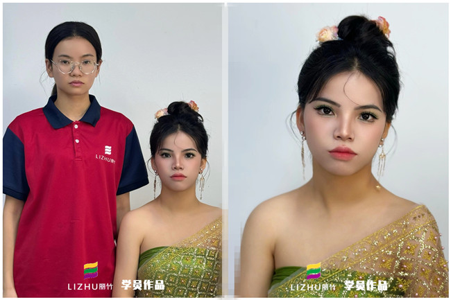 傣族少女寫真，學專業(yè)彩妝在南寧學員作品