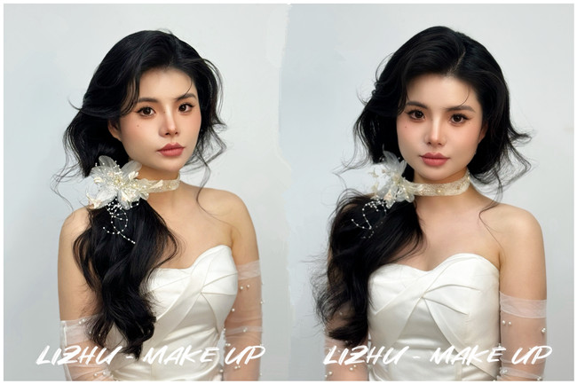 韓式側(cè)扎紋理新娘，廣西學化妝影樓