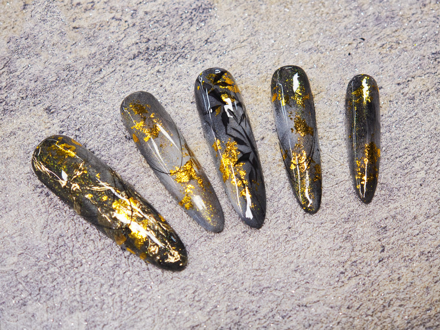 新中式竹林美甲，廣西美甲學(xué)校排名前十作品