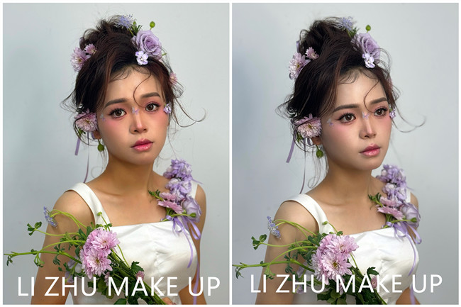 鮮花抽絲造型，南寧化妝高彩造型學(xué)校作品欣賞