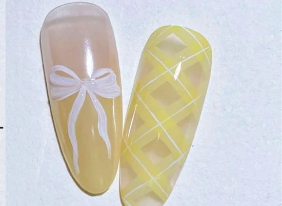 格紋蝴蝶結美甲教程，南寧美甲進修整理