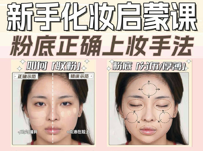 粉底液上妝的手法，南寧化妝新手教程
