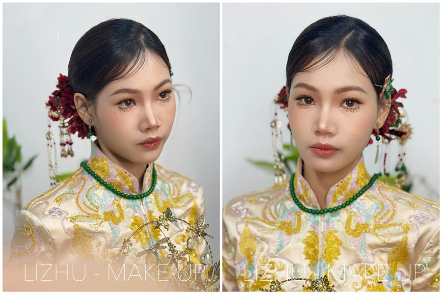 龍鳳褂新娘造型解析，廣西新娘化妝跟妝