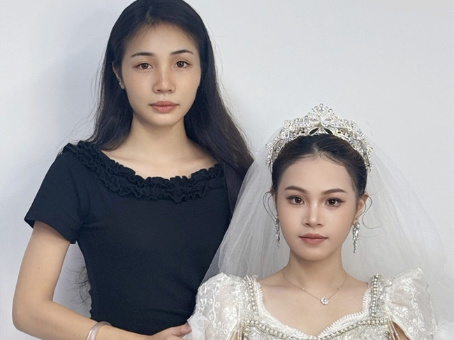 婚禮新娘造型，南寧化妝高彩班學員作品