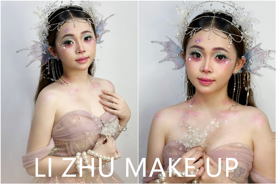 人魚妝造手法示范，南寧美妝專業(yè)學(xué)校課堂