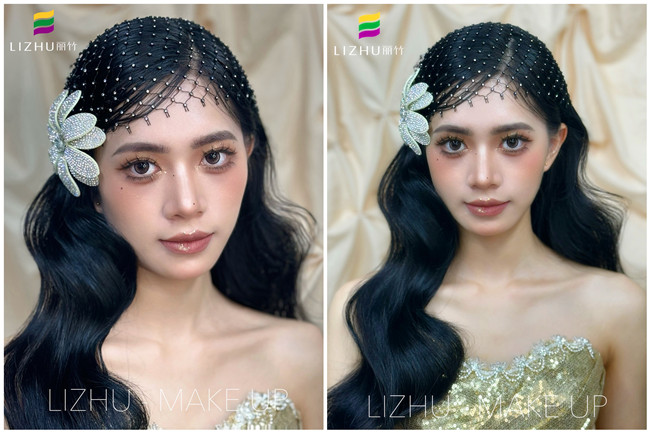 Sana復古內扣披發(fā)，廣西學化妝高彩