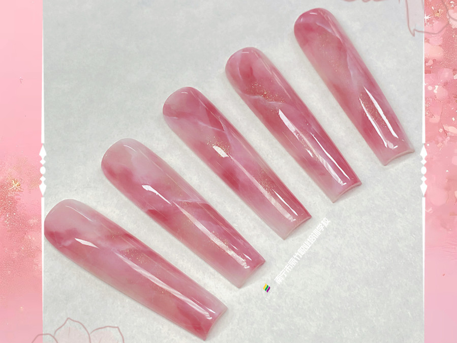 大理石暈染美甲，南寧教美甲